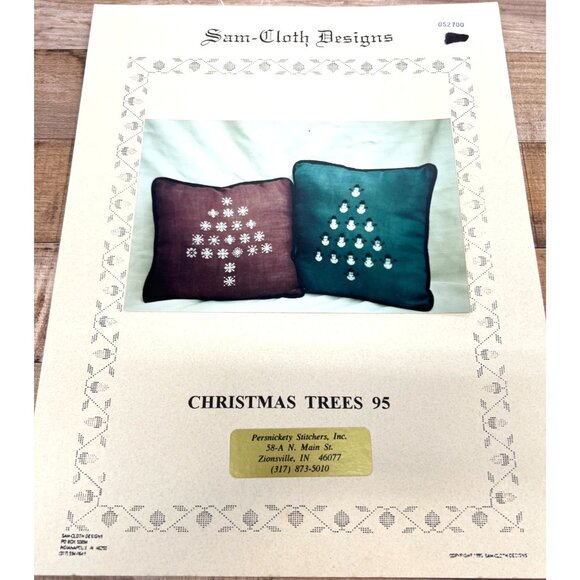 Cross Stitch Pattern Booklet For Christmas Tree Pillow Designs - Picture 2 of 3